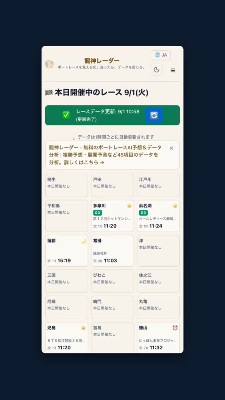 龍神レーダー - 無料のボートレースAI予想＆データ分析